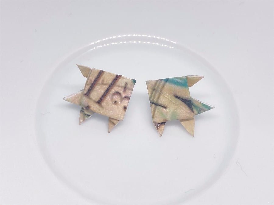 Origami Fish Earrings, Paper Fish Earrings, Tiny Stud Earrings, Fish Earrings