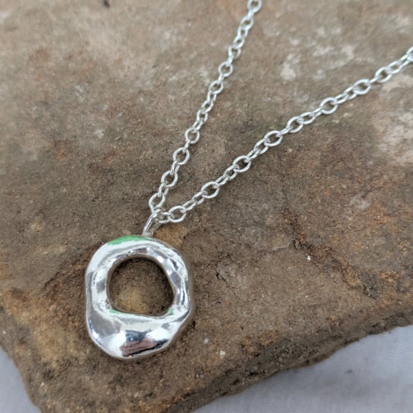 Sterling silver molten necklace 