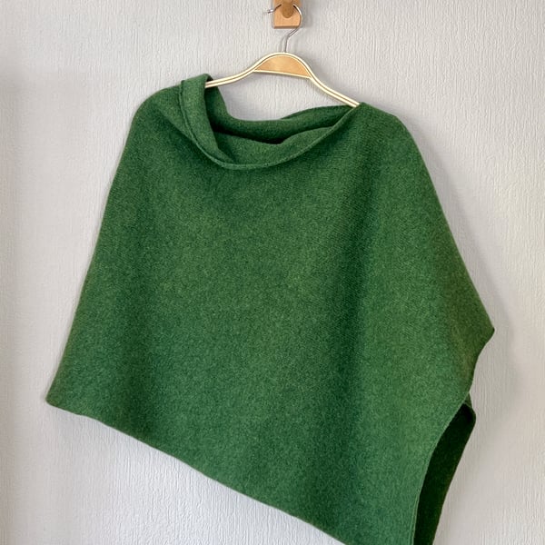 Turf green poncho wrap merino lambswool