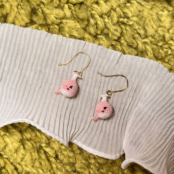 Tiny Tale Whale Micro Crochet Earrings