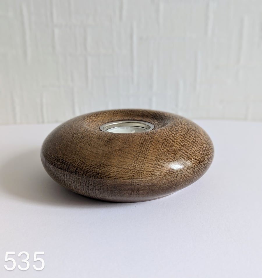 Antique Oak wood tealight holder