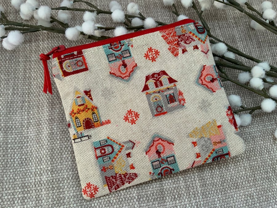 Fabric Coin Purse, Money Pouch, Zipped Purse, Purse, Card Holder, Scandi