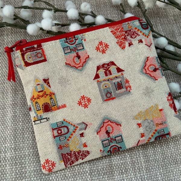 Fabric Coin Purse, Money Pouch, Zipped Purse, Purse, Card Holder, Scandi