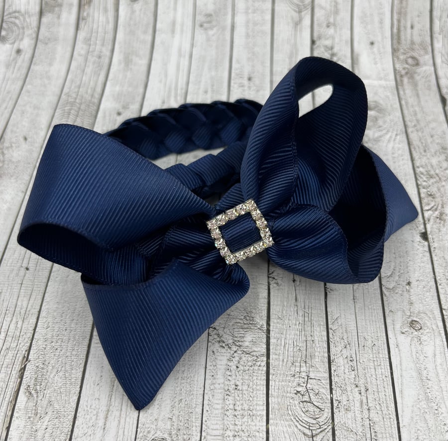 Navy Pleated Tail Bun Wrap