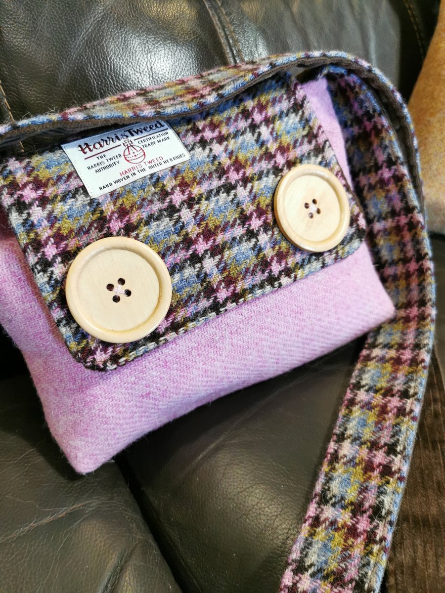 Harris Tweed crossbody bag with buttons