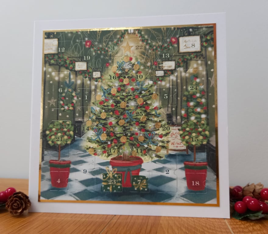 New for 2026 Advent Calendar Style Christmas Card - Christmas Tree