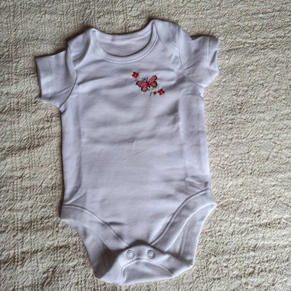 Butterfly, baby vest, age 0-3 months
