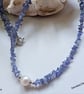 Designer A Grade Tanzanite Nugget & Freshwater Pearl Sterling Silver Necklace - Image 2