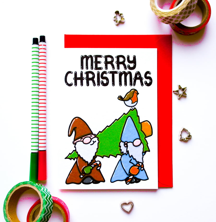 Christmas Card Nordic Gonk Gnome Xmas Festive Scandinavian Family Friends Loved 