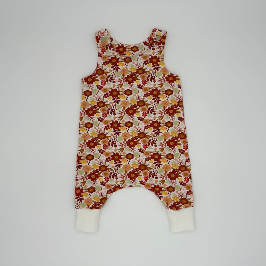 Autumn flowers baby romper Age 0-3 or 3-6 months