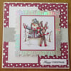 7x7" Snowman With Skis - Christmas Card