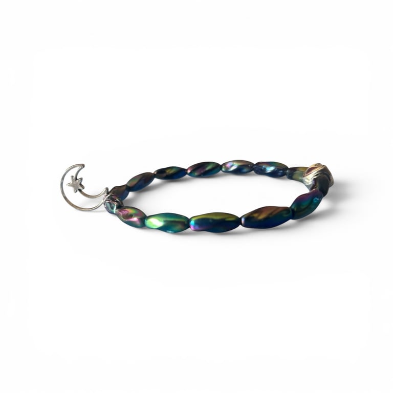 A beautiful handmade adult size bracelet.