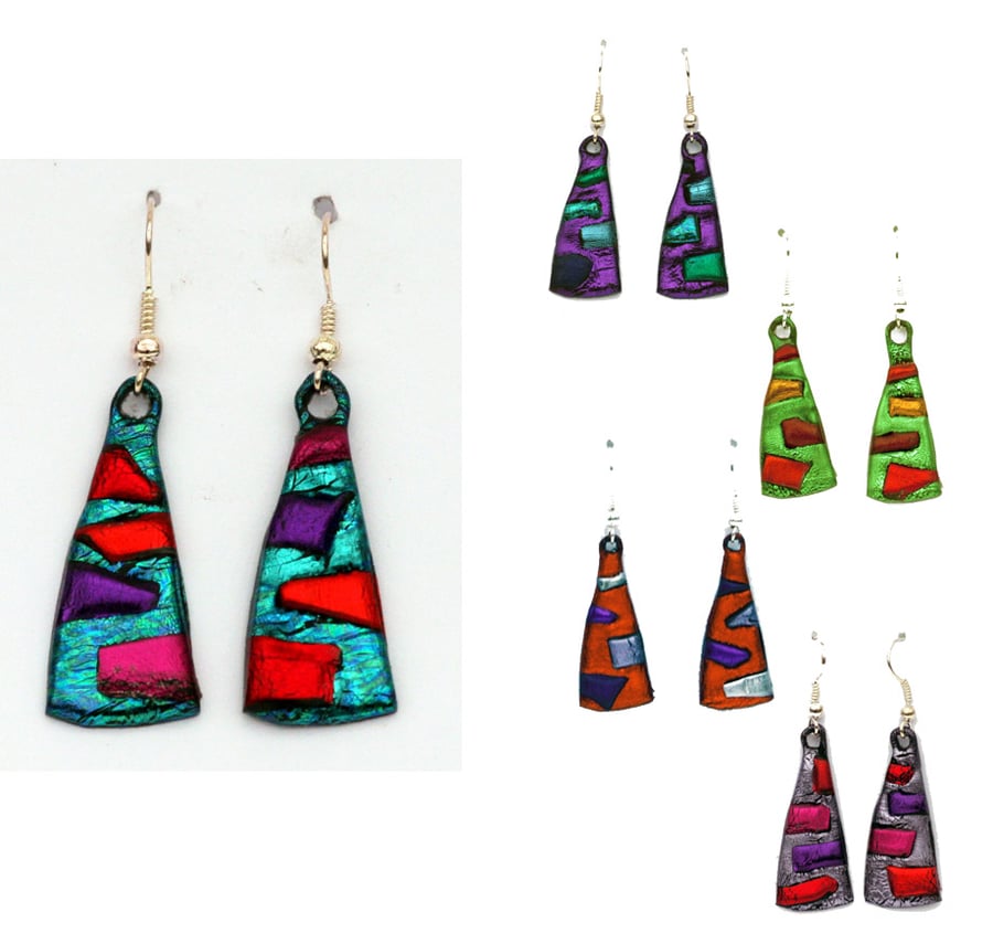 Triangle earrings in bright colours