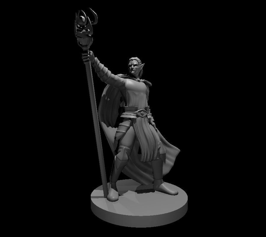 Drow Mage - 3D Printed Resin DnD Pathfinder Figure Mini Miniature