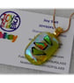 Yellow Dichroic Glass Pendant 149 Gold Triangle with gold plated chain - Image 2