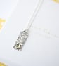 Peridot and Sterling Silver Rectangle Pendant Necklace - Image 3