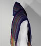 13.Hand woven Navy Blue Long Scarf With Multicoloured Warp In A Zig Zag Design. - Image 2