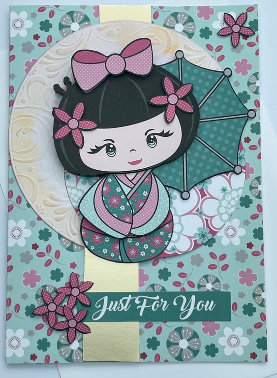 Kokeshi doll Faith cute just for you card