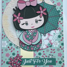 Kokeshi doll Faith cute just for you card
