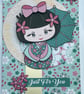 Kokeshi doll Faith cute just for you card