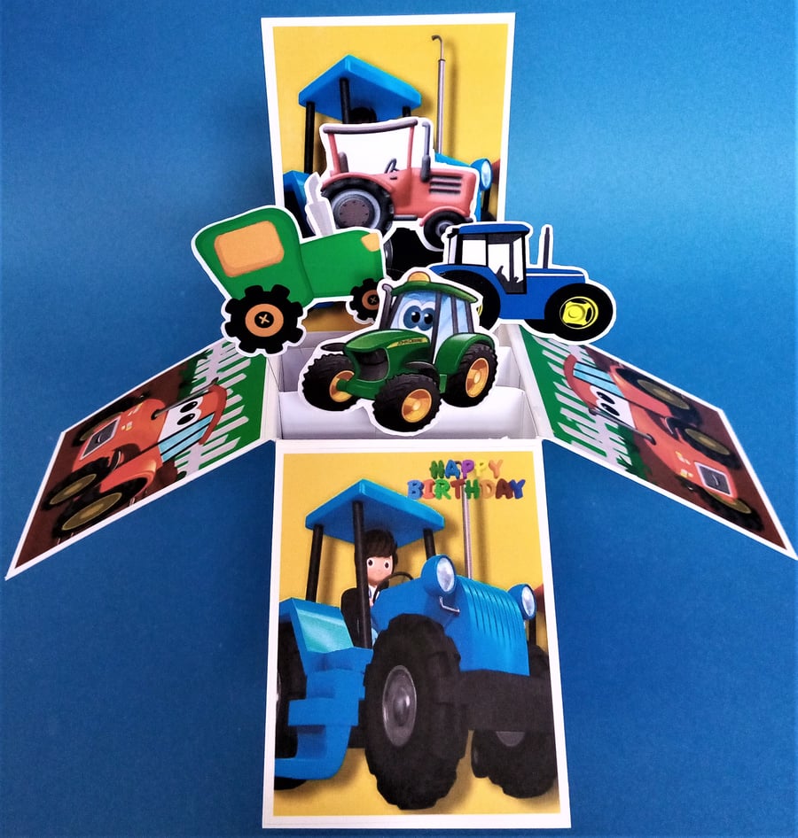 Boys Birthday Card with Tractors