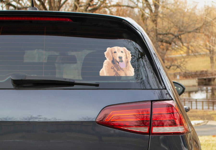 Golden Retriever Layered Vinyl Decal - Sticky on Front, Back or on Window Cling