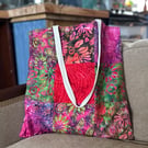 Pink Fiesta Batik Fabric Tote Bag Sewing Kit