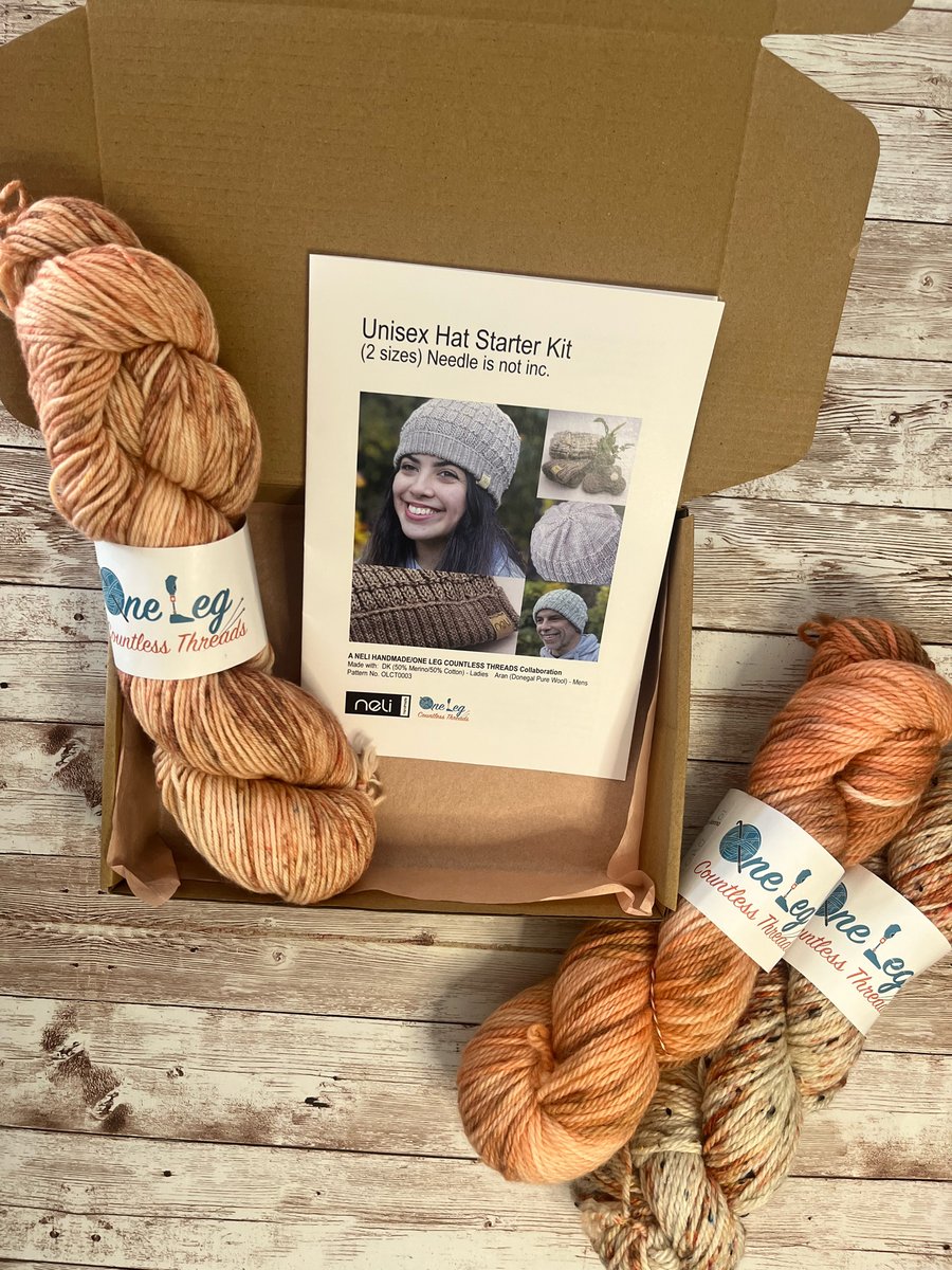 Hat knitting kit with one skein of hand dyed yarn
