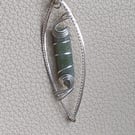 Jade crystal in sterling silver pendant 