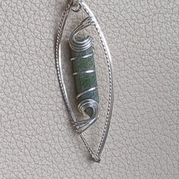Jade crystal in sterling silver pendant 