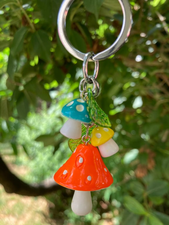 Faery Toadstool bag charm or keyring orange