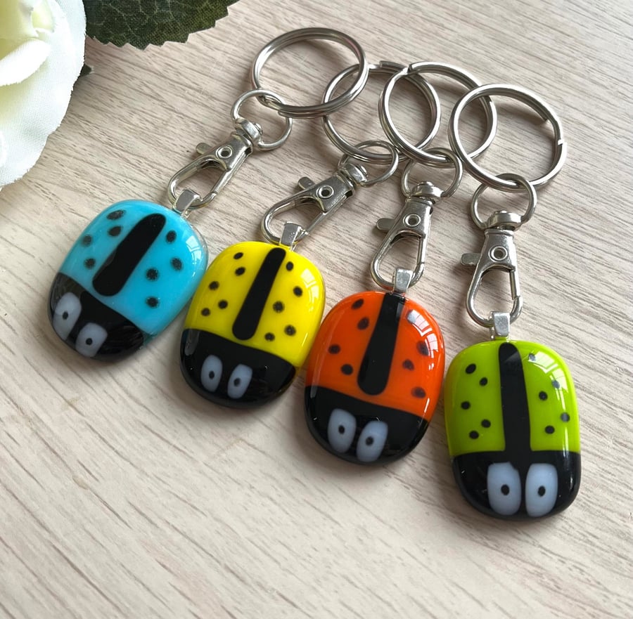 Ladybird keyring, glass animal gift, cute animal present, wildlife lover 