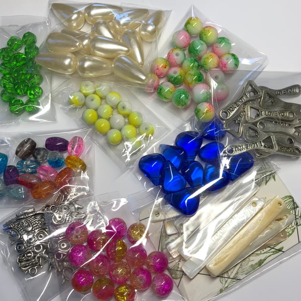 Ten packs jewellery making beads and charms 