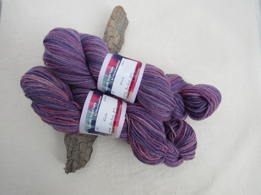 100g Viola BFL Space Dyed Natural Dye DK Yarn