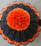 Small Tea Cosy for 2 Cup Tea Pot, Black & Orange, Hand Knitted, Wool Mix Yarn - Image 6