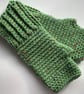 FINGERLESS MITTS , gloves ' Valley Tweed' . Soft  Merino wool blend. L. Green. - Image 4