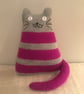 Grey and magenta  handknitted cat - Folksy Christmas 2026 - Image 7