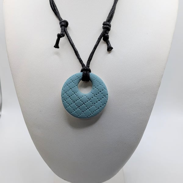 Minimalist Blue Ceramic Pendant Necklace Adjustable Black Cord Necklace Modern G
