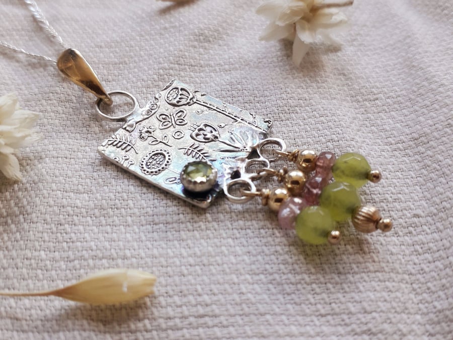 Spring Flower - Folklore Gemstone Silver Necklace, 