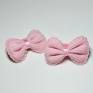 Corduroy Bow Hair bobbles Pink 