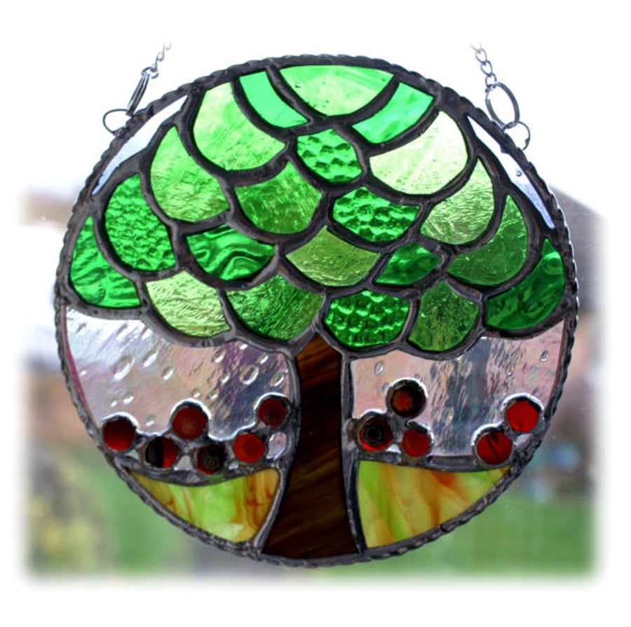 Tree Circle Stained Glass Suncatcher Apple