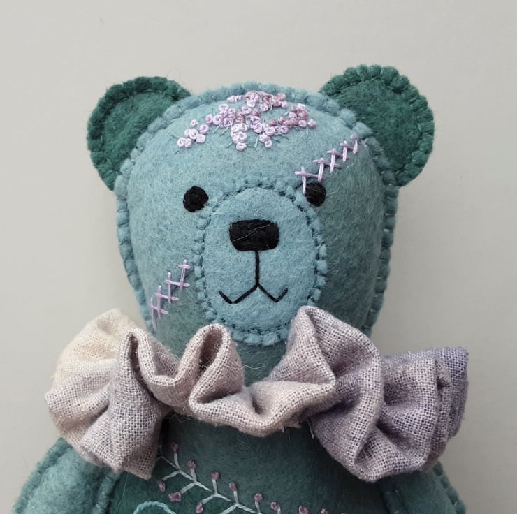 Woodland Teddy bear, crazy patchwork decorative - Folksy