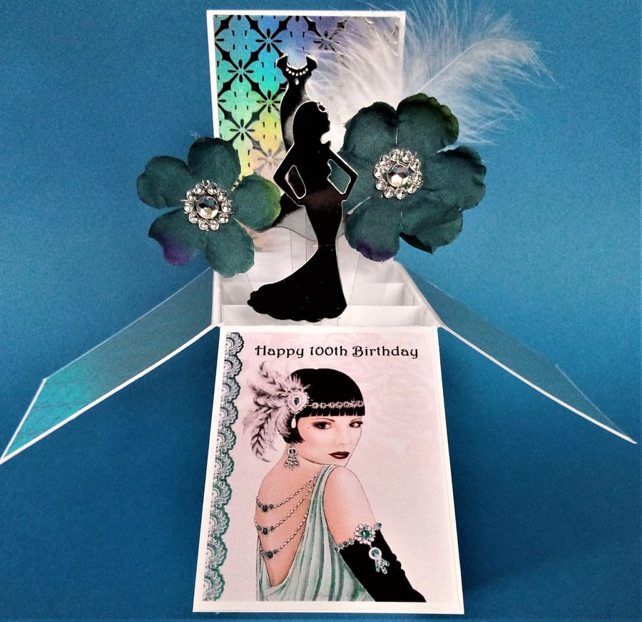 Ladies art deco 100th Birthday Card