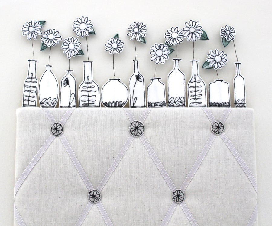Memo Board with Bottles of Blooms