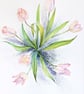 Pink Tulip  Spring Flowers Original Watercolour Painting - Image 1