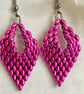 Leaf Drop Earrings - Metallic Pink - Image 2