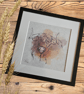 Handdrawn watercolour Art: Highland Cow in Black Frame (8x8")