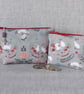 Make up bag, zipped pouch, rabbits, mushrooms - Image 10