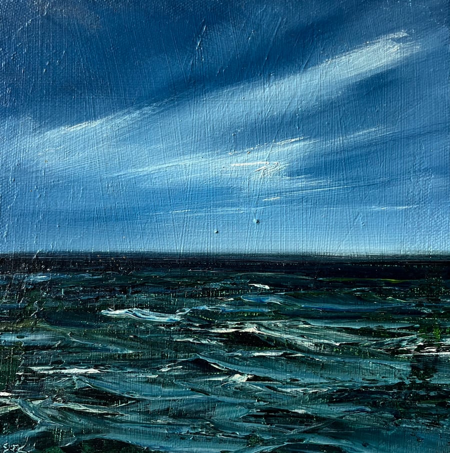 Out at Sea - Framed Original Oil Painting 