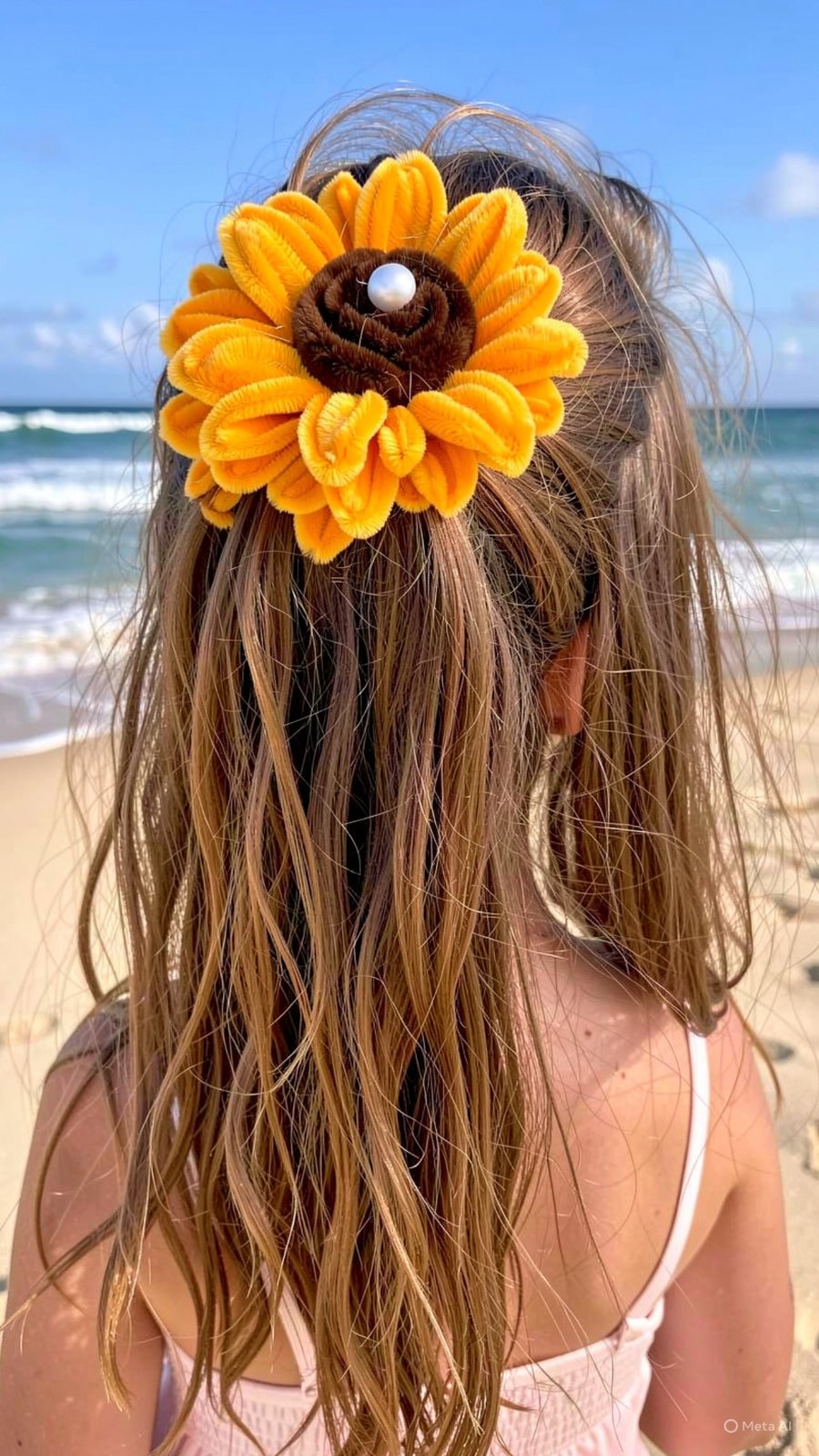 Sunflower Hair Clip Handmade From Pipe Cleaner Perfect for Beach Or Summer Gifts